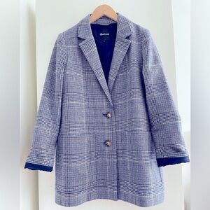 Madewell plaid blazer with navy lining